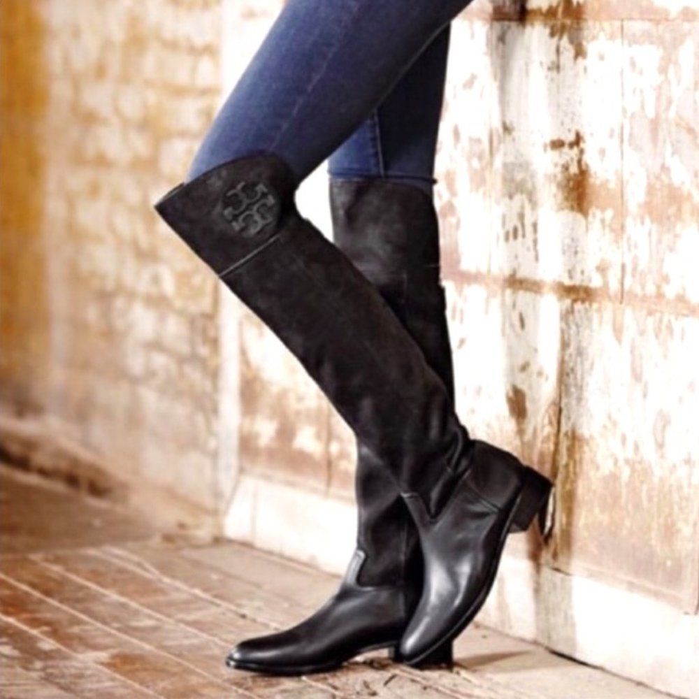 Tory Burch Simone Black Leather Boots